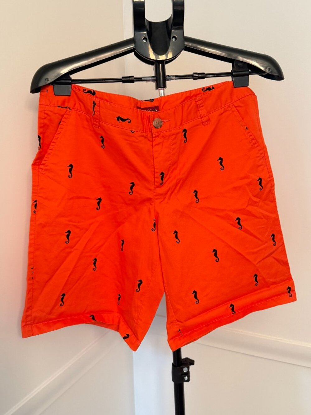 Merona Orange Shorts with Navy Seahorse Embroidery